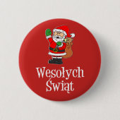 Badge Rond 5 Cm Wesolych Swiat Pologne Noël Père Noël (Devant)