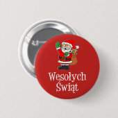 Badge Rond 5 Cm Wesolych Swiat Pologne Noël Père Noël (Devant & derrière)