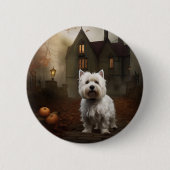 Badge Rond 5 Cm West Highland White Terrier Halloween effrayant (Devant)