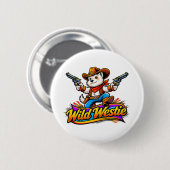 Badge Rond 5 Cm Westie Dog Cowboy (Conception Originale) (Devant & derrière)