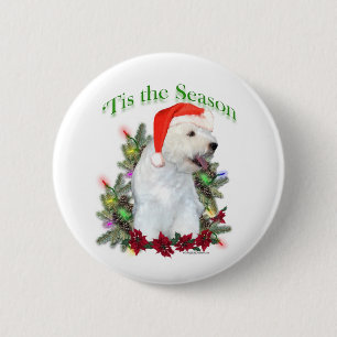 Badge Rond 5 Cm Westie 'Tis the Season - Bouton