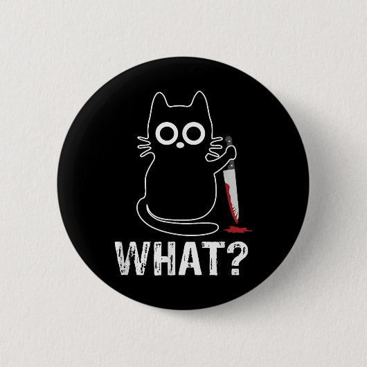 Badge Rond 5 Cm What_ - Chat Drôle Avec Design Graphique Couteau (Devant)