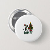 Badge Rond 5 Cm What Funny Cat Pushing Christmas Tree Over Cat Xma (Devant & derrière)