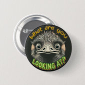 Badge Rond 5 Cm What Ostrich Funny Face Button (Devant & derrière)