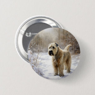 Badge Rond 5 Cm Wheaten Terrier Laisser neiger Noël