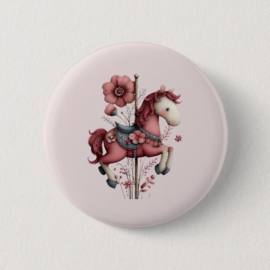Badge Rond 5 Cm Whimsical Carousel Horse Image (Devant)