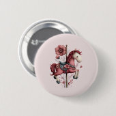Badge Rond 5 Cm Whimsical Carousel Horse Image (Devant & derrière)