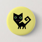 Badge Rond 5 Cm Whimsical Crooked Little Green Eyed Black Cats (Devant)