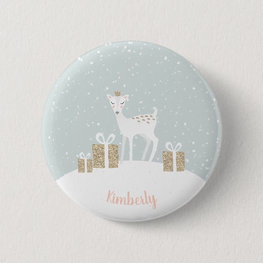 Badge Rond 5 Cm Whimsical Deer Christmas (Devant)