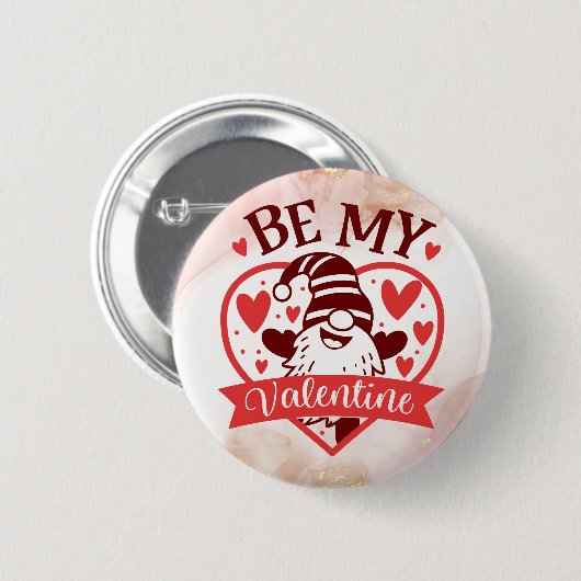 Badge Rond 5 Cm Whimsical Love : Be My Valentine Button (Devant & derrière)