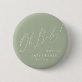 Badge Rond 5 Cm Whimsical Sage Green Oh Baby (Devant)
