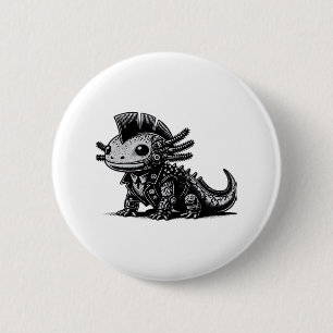 Badge Rond 5 Cm Whimsigoth Cyborg Axolotl Classe d'Art Vintage