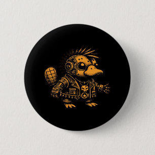 Badge Rond 5 Cm Whimsigoth Cyborg Platypus Art Vintage