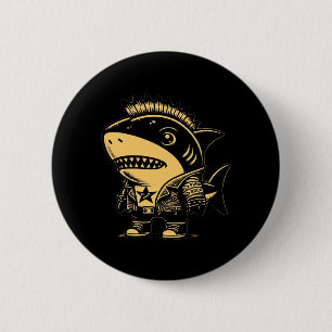 Badge Rond 5 Cm Whimsigoth Cyborg Shark Art Vintage Design