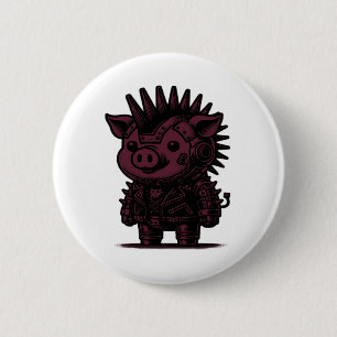 Badge Rond 5 Cm Whimsigoth Cyborg Sloth Art Vintage Design Classiq