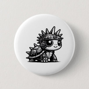 Badge Rond 5 Cm Whimsigoth Cyborg Turtle Art Vintage Design Classi