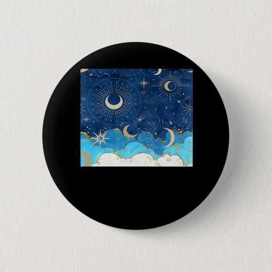 Badge Rond 5 Cm Whimsigoth Nuages Sun Moon Witchy Classic (Devant)