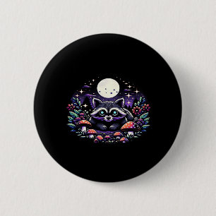Badge Rond 5 Cm Whimsigoth Raccoon Sous La Vinta Lune