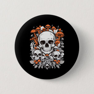 Badge Rond 5 Cm Whimsigoth Skuls & Champignons Ae botanique Vintag