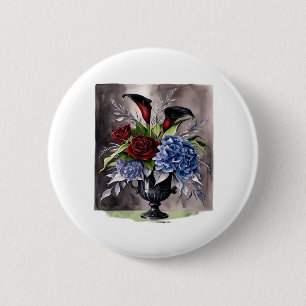 Badge Rond 5 Cm Whimsigothique - Gothique Floral Vase esthétique C