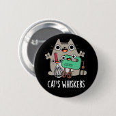 Badge Rond 5 Cm Whiskers Cat's Funny Baking Pun Dark BG (Devant & derrière)