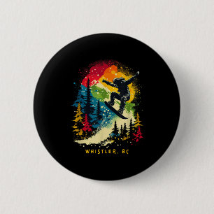 Badge Rond 5 Cm Whistler Bc Canada Snowboardeur Planche à Neige St