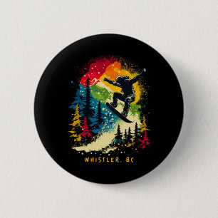 Badge Rond 5 Cm Whistler Bc Canada Snowboardeur Snowboard Resort