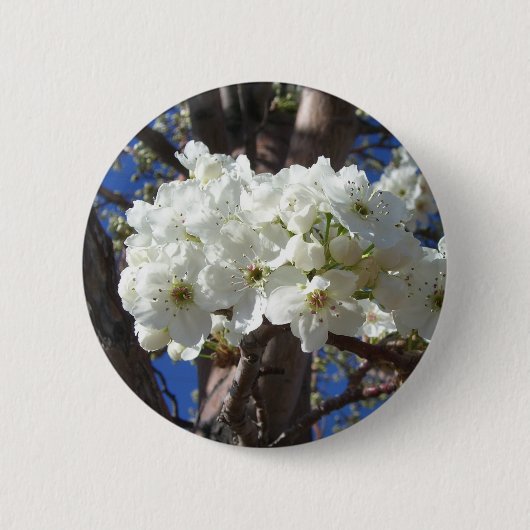 Badge Rond 5 Cm White Blossoms II (Devant)