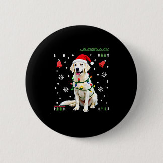 Badge Rond 5 Cm White Boxer Dog Ugly Christmas Sweater Funny Xmas 