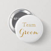 Badge Rond 5 Cm White Gold Mariage Team Groom (Devant & derrière)