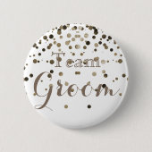 Badge Rond 5 Cm White Gold Parties scintillant Faux Foil Mariage T (Devant)