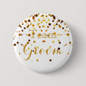 Badge Rond 5 Cm White Gold Parties scintillant Faux Foil Mariage T (Devant)