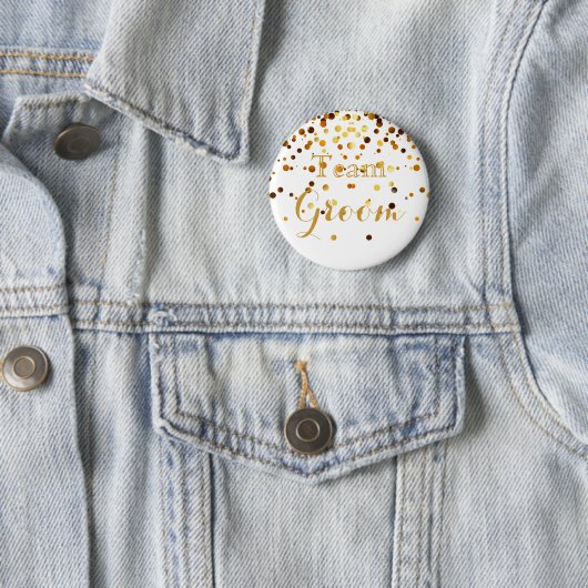 Badge Rond 5 Cm White Gold Parties scintillant Faux Foil Mariage T (En situation)