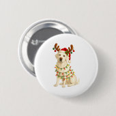 Badge Rond 5 Cm White Lab Christmas Tree Light Pajama Labrador Dog (Devant & derrière)