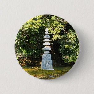 Badge Rond 5 Cm White Snake Pagoda / Hakuja No Tsuka