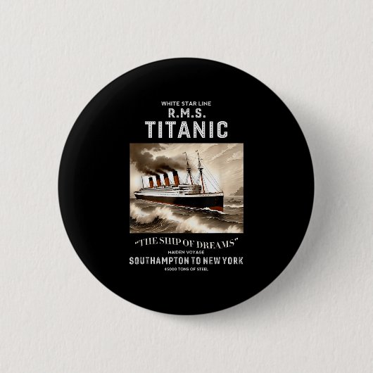 Badge Rond 5 Cm White Star Line Rms Titanic Ship Boys Kids Men (Devant)