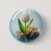 Badge Rond 5 Cm White Tulip in a Bubble (Devant)