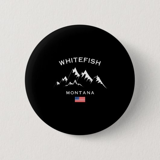 Badge Rond 5 Cm Whitefish Montana Ski Resort Rocky Mountains Skiin (Devant)