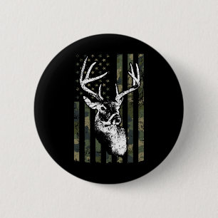 Badge Rond 5 Cm Whitetail Buck Deer Hunting Usa Camouflage America