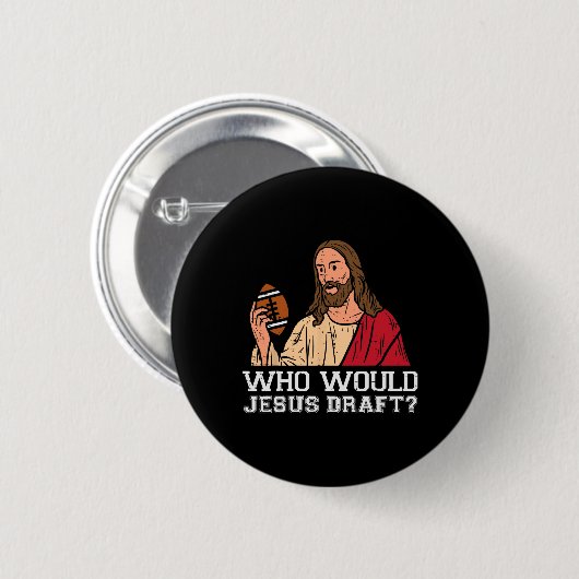 Badge Rond 5 Cm Who Would Jesus Draft Funny Fantasy Football Chris (Devant & derrière)