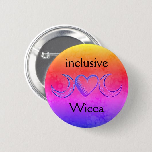 Badge Rond 5 Cm Wicca inclus (jaune, rose chaud, bleu) (Devant & derrière)