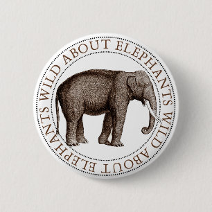 Badge Rond 5 Cm Wild About Elephants