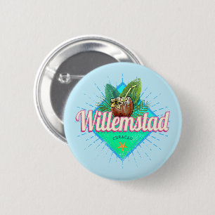 Badge Rond 5 Cm Willemstad Curacao Vacances Caraïbes Vintages