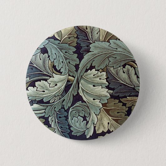 Badge Rond 5 Cm William Morris Acanthus Feuilles (Devant)