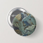 Badge Rond 5 Cm William Morris Acanthus Sage Fleur Floral Botaniqu (Devant & derrière)