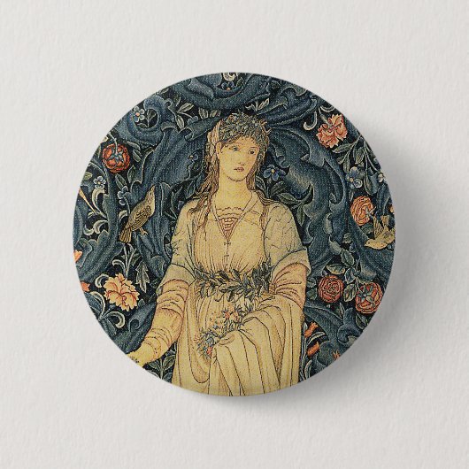 Badge Rond 5 Cm William Morris antique Flora (Devant)