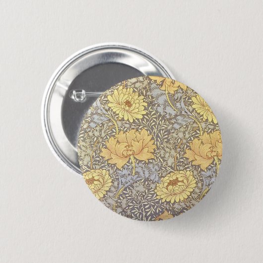 Badge Rond 5 Cm William Morris Chrysanthemum Fleurs maman (Devant & derrière)