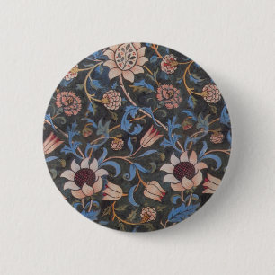 Badge Rond 5 Cm William Morris Evenlode Textile Floral Art