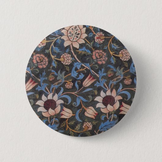 Badge Rond 5 Cm William Morris Evenlode Textile Floral Art (Devant)