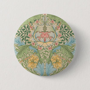Badge Rond 5 Cm William Morris Fleur de Myrte Floral Botanique